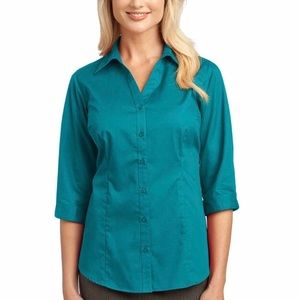 SALE‼️ Port Authority green womens button up blouse size small turquoise blue